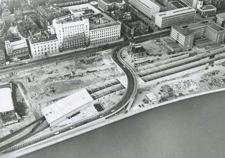 Baynard House, aerial view pre-construction