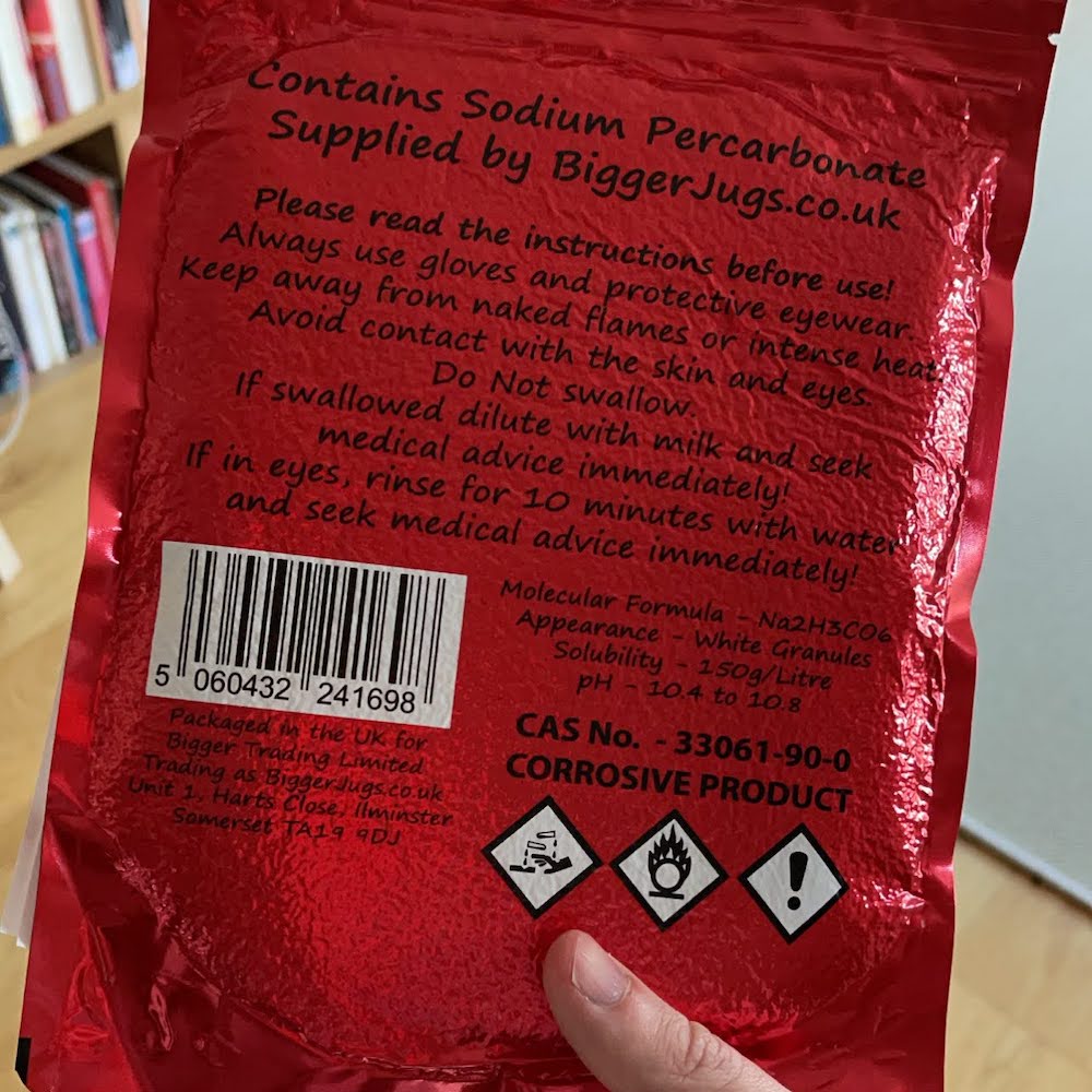 A pack of sodium percarbonate